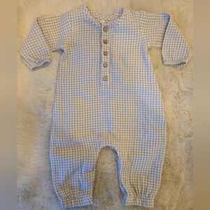 Quincy Mae Blue and White Gingham Romper